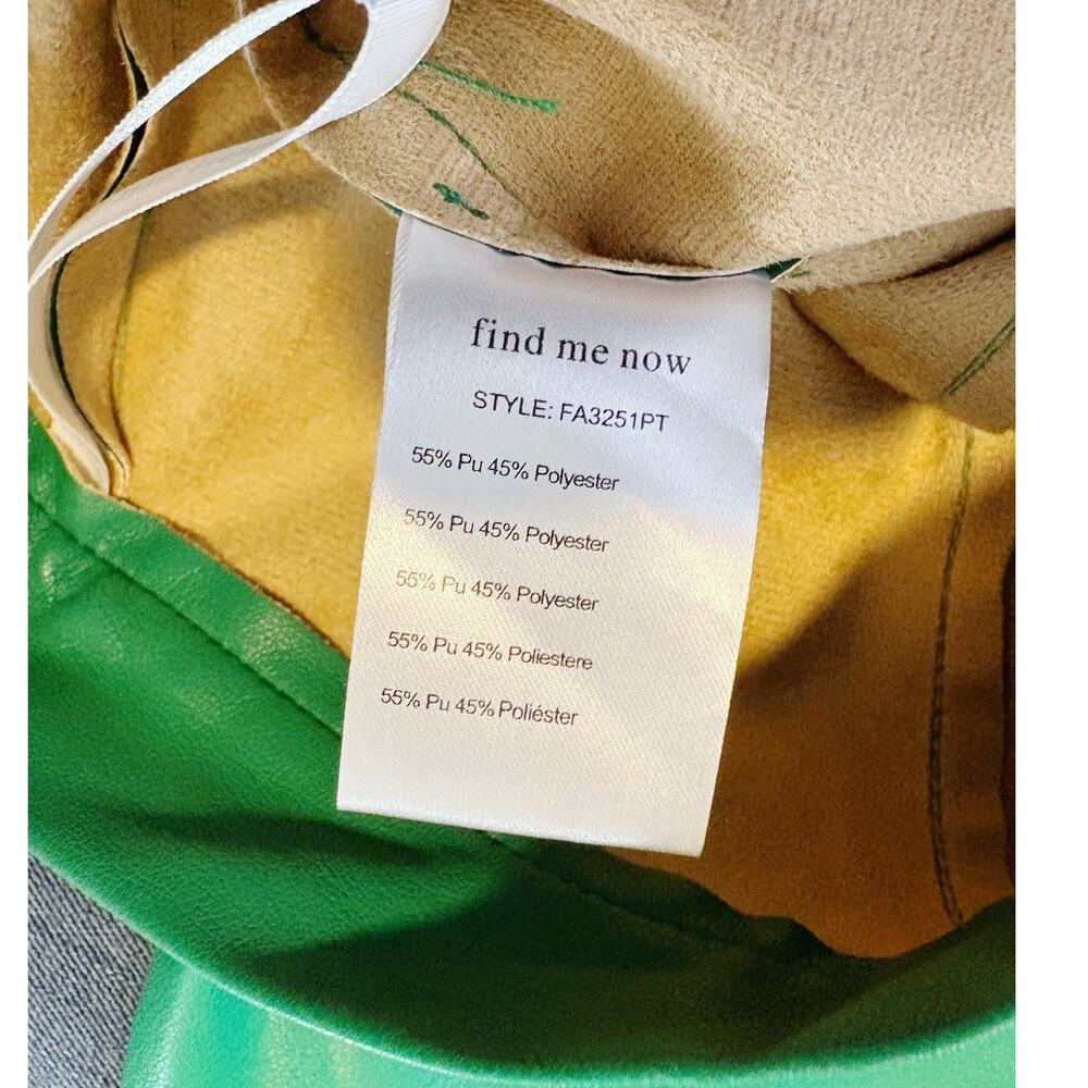 FIND ME NOW Faux Leather Pants Size S Green Vegan Leather Boot Slit - Picture 6 of 8